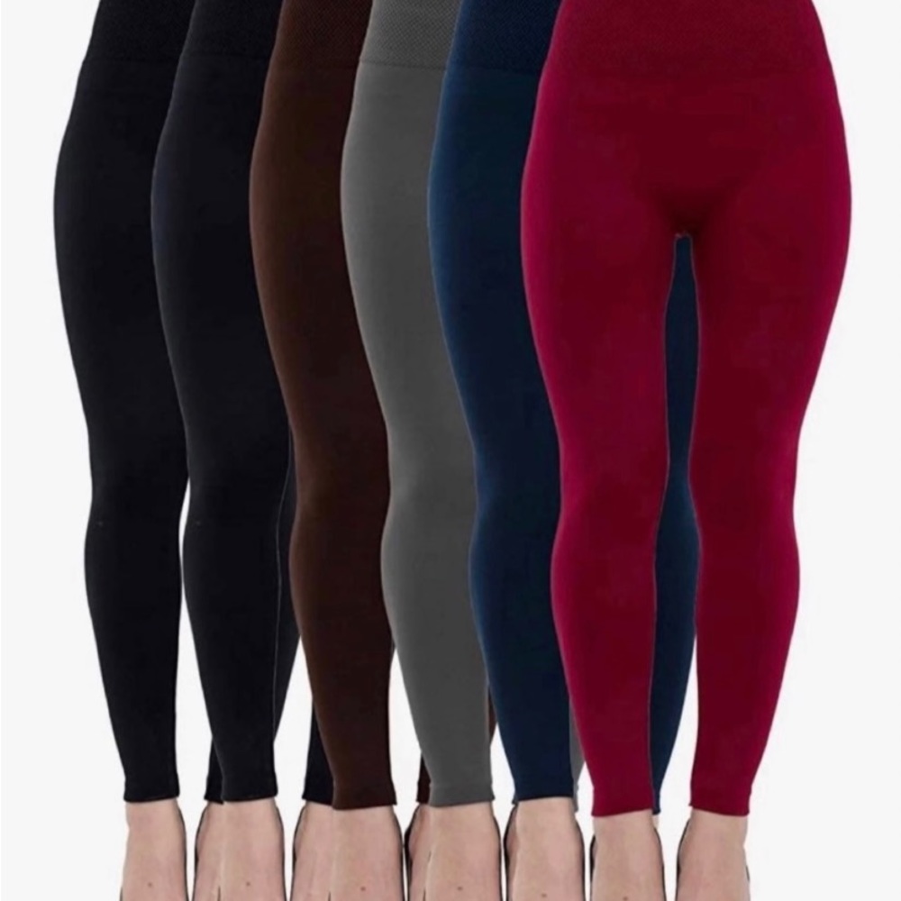 (6pairs) Women's Fleece Lined Leggings High Waist Soft Warm Winter Pants Slim